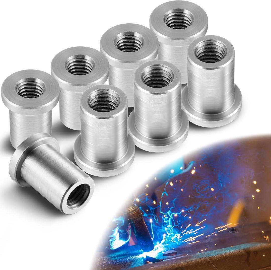 8 Pcs 3/8"-16 Thread Long Threaded Stepped Female Weld Nut Steel Chassis Mount Tab