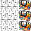 18 Packs Large Toy Storage Bags with Labels, Waterproof Clear Pvc Storage Bags for Toys, Travel Organizer Bags with Zipper Closure for Puzzles, Building Blocks, Kids' Books (BLACK)