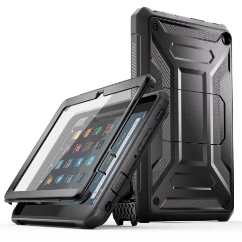 Fire HD 8 & HD 8 Plus Tablet Case (Only 12th Gen,2024/2022) - DJ&RPPQ [Light-Duty] Full Body Rugged Cover with Built-in Screen Protector for Kindle Fire HD 8 Kids Tablet & Kids Pro Tablet - Black