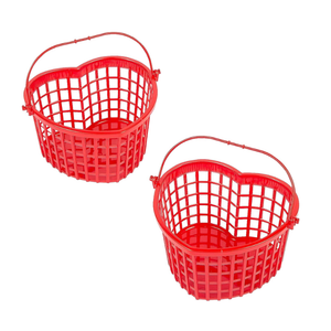 12 Set Valentine's Day Heart Baskets Hollowed Plastic Storage Baskets with Handles for Gift Organizing Home Office Kitchen Birthday Party