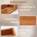 Guest Towel Holder, Rattan Napkin Holder, Wicker Bathroom Napkin Holder Tray, Flat Guest Towel Holder Tray for Toilet Table Restaurant, Honey Brown