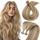 Sunny Hair K Tips Hair Extensions Human Hair Light Brown Mix Platinum Blonde Fusion Hair Extensions Soft Ktip Human Hair Extensions 20inch 50g
