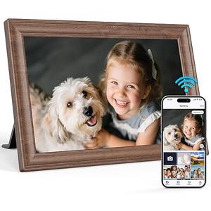 Uhale 10.1 Inch Digital Picture Frame 32GB Momery Wooden WiFi Electronic Photo Frame IPS HD Touch Screen Display Share Photos/Videos Instantly Anywhere Gifts for Mom Dad Grandparents