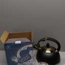 SUSTEAS Stove Top Whistling Tea Kettle - Food Grade Stainless Steel Teakettle Teapot with Cool Touch Ergonomic Handle, With 1 Silicone Pinch Mitt Included, 2.64 Quart (Black)