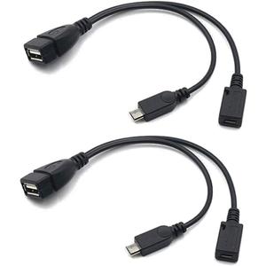 AuviPal 2-in-1 Micro USB to USB Adapter (OTG Cable + Power Cable) for Fire Stick, PlayStation Classic and More - 2 Pack