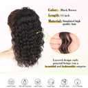 QGZ Drawstring Ponytail Extension 14 Inch Synthetic Wavy Curly Hair for Black Women Fluffy Ponytail Hair Extensions for Daily Use (Black Brown)