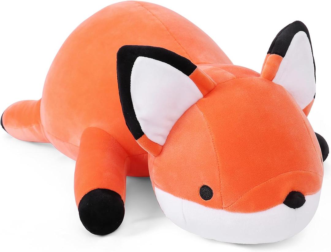WeBingo Weighted Stuffed Animals, 24" Weighted Fox Plush Toy 4.2 Lb Soft Pillow Cute Giant Plushie Gifts for Kids & Adults(Fox)