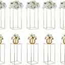 Nuptio Gold Vases - 10 Pcs, 23.6 Inch Tall, Geometric, Wedding Centerpieces for Tables
