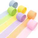 HOUSE OF PARTY Pastel Love Crepe Paper Streamers 6 Crepe Paper Rolls 492ft (1.8 Inch x 82 Ft/Roll) - Pack of Orange, Yellow, Green, Blue, Purple, Pastel Pink Paper Streamers Easter Party Decorations