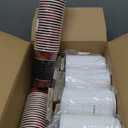 Disposable Coffee Cups with Lids for 100 Guests 16 oz, Christmas Buffalo Plaid Hot Cups for Coffee/Tea/Water/Juice, Xmas Premium Party Tableware Sets for Holiday, Winter, School, Family