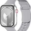 Sport Silicone Band Compatible with Apple Watch 38mm 40mm 41mm 42mm 44mm 45mm 46mm 49mm Women Men, Replacement Soft Strap Wristbands for iWatch Series 10/9/8/7/6/5/4/3/2/1 Ultra SE, Gray, 49/46/45/44/42mm(Series 3)