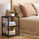 ETELI 3 Tier Side Table with Wheels Black Rolling End Side Table Small with Storage Shelves Industrial Night Stand for Small Space Living Room Bedroom Kitchen Office