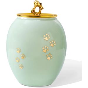 Medium Pet Urns for Dogs Ashes, Ceramics Pet Urn for Dog Cat Ashes (Paw Prints)