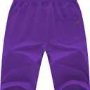 Chrisuno Men's Shorts Elastic Waist Athletic Sweat Shorts with Zipper Pockets (Purple, S)