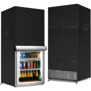 Outdoor Refrigerator Cover Outdoor Dustproof Freezer Covers for Protecting Upright Freezers/Beverage Refrigerator Compact 5-7.5 Cubic Foot Freezer (Black, 23" x 23"x 56")