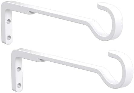 8 Inch 2 Pack White Heavy Duty Outdoor Plant Hangers for Hanging Baskets, Iron Hanging Plant Brackets for Hanging Plants Outside, Metal Plant Hooks Plant Wall Hooks for Hanging Lantern, Bird Feeder