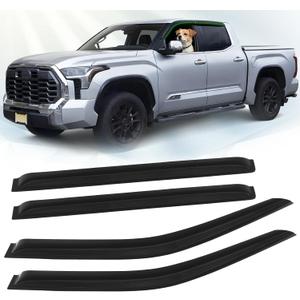 Window Visor Rain Guards for 2022-2025 Toyota Tundra Crewmax Cab Out-Channel Wind Deflector Tape-On Sun Visor Accessories 4PCS (for 22-25)