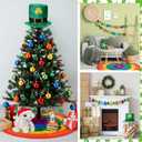 Skylety 46 Pcs St. Patricks Day Tree Ornaments Shamrock Ornaments Green Irish Hat Topper Decorations Rainbow Ball Colorful Tree Skirt Hanging Decor for Saint Patty's Spring Party