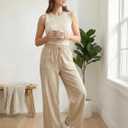 Cotton Linen Pants for Women Casual Wide Leg Trousers with Pockets | High Waist, Drawstring Elastic Waist, Palazzo Pants, Lightweight Lounge, Work Lounge Pant Beach Vacation