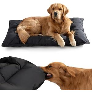 WooPetty Chew Proof Indestructible Dog Bed for Large Dogs, Durable Dog Bed for Aggressive Chewers, Undestroyable Crate Pad for Kennel, Machine Washable and Waterproof Black 37"×27"