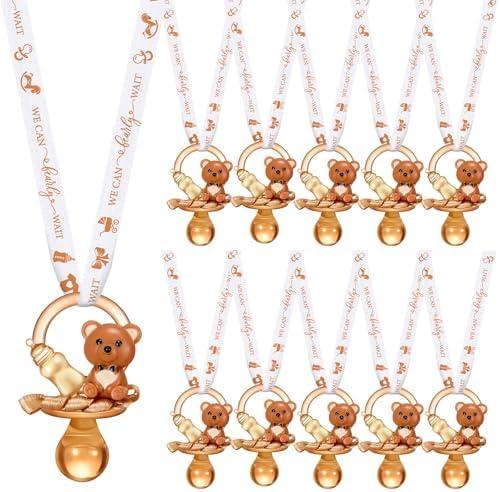 Coume 36 Pcs Baby Shower Pacifiers Necklace Bear Bottle Acrylic Baby Pacifiers Party Favors Acrylic Pacifiers Charm Necklace for Guest Baby Shower Gifts Table Scatter Decorations