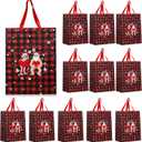 ForraFun 12 Pcs Funny Christmas Paper Bags Naughty Red Black Plaid Santa Gifts Bags for Women Men Husband Wife Holiday Xmas Party Favor