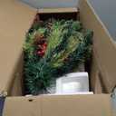 Goplus 4 FT Christmas Tree Pre-Lit Tabletop Artificial Entrance Tree with 60 Led Lights, Gold Urn Base, Pine Cones and Red Berries (4 FT Led Light)