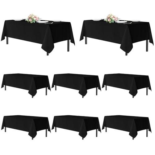 sancua Black Tablecloths for 8 Foot Rectangle Tables, 8 Pack - Washable Polyester Fabric Table Cloth for Wedding Party, Birthday, Banquet Reception, 60x120 Inch