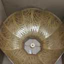 ALUCSET Octagonal Large Lampshade, Lotus Shaped Etched Forest Metal Lamp Shade Replacement for Table and Floor Light Cover, Antique Bronze and Gold, 6" Top x 17" Bottom x 11" High Large Lampshades