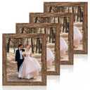 iRahmen 8x10 Picture Frame Set of 3, High Definition Glass Brown Frame, 8 x 10 Wood Rustic Picture Frames for Horizontal or Vertical Table Top and Wall Mounting