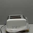 Rae Dunn Toaster, Stainless Steel 2 Slice Square Toaster, Wide Slot with 5 Browning Levels, with Bagel, Defrost and Cancel Options (White)