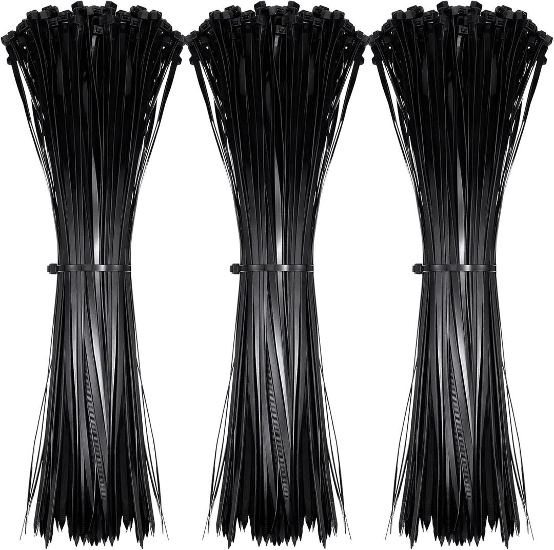200 Pieces Large Cable Ties 24 Inch Heavy Duty Nylon Zip Ties with 175 Pounds Tensile Strength Self Locking UV Resistant for Indoor and Outdoor Use(Black)