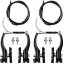 Riakrum 2 Sets Bike Brakes Include 2 Pairs V-type Brakes with 2 Pieces Braking Cables and 4 Pieces Cable End Caps for Mountain Bikes