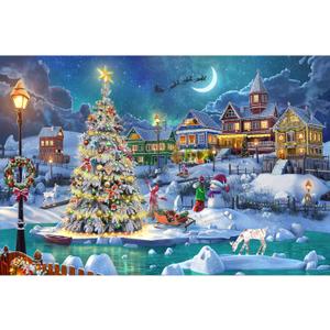 Becko US Puzzles for Adults 1000 Pieces, Wooden Jigsaw Puzzles, 1000 Piece Puzzle for Adults, Christmas and Holiday (Snow Scene)