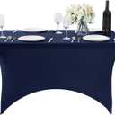 Hezuzo 4Pack Spandex Table Cover for 4FT or 6ft or 9ft Table Universal Fitted Stretch Tablecloth for Party, Banquet, Wedding and Events-Navy