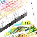 Ginflash Brush & Fine Art Markers Pen Sketch Alcohol Based Markers Dual-Tipped Manga Drawing Coloring Marker Art Supplies for Artist (80)