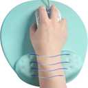 2 x BRILA Large Mouse Pad with Ergonomic Memory Foam Wrist Rest Support - Massage Holes Design - Skidproof Pu Bottom - Wrist Fatigue/Pain Relief Mousepad with Elbow Hand Cushion for Gaming & Work (Aquamarine)