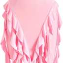 Women's Ruffle Halter Mini Dress Summer Bodycon Asymmetrical Party Club Dresses (Pink, L)