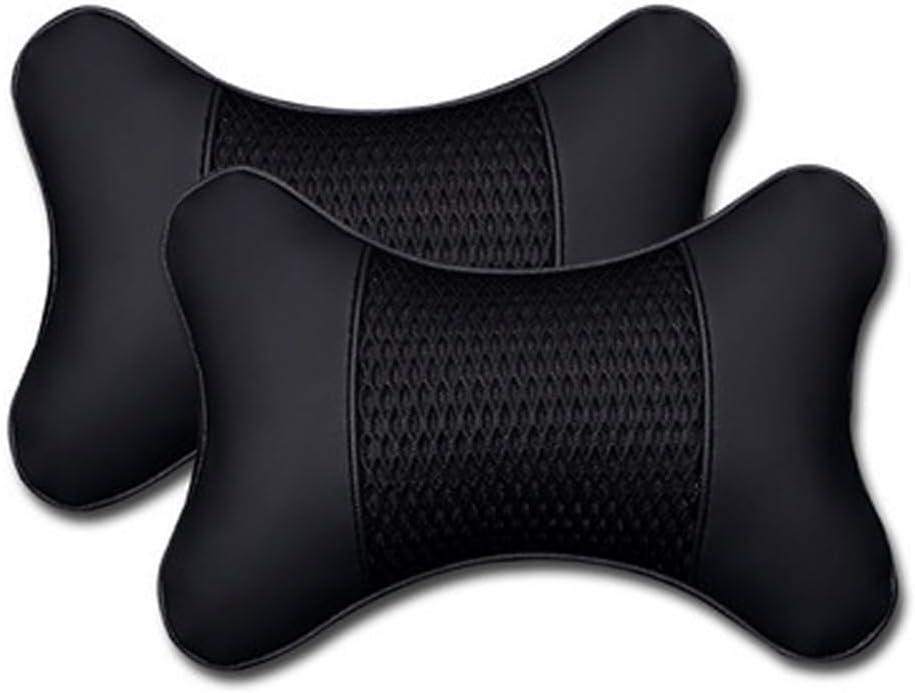 2 Pack Car Headrest Pillow PU Leather Car Neck Pillow for Driving Seat Breathable Automotive Neck Support Adjustable Cute Auto Neck Pillow Neck Shoulder Pain Relief for Travel(Black)