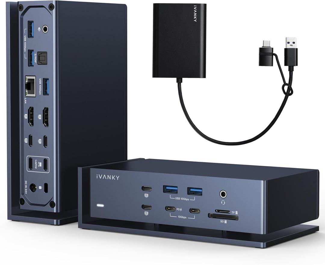 iVANKY FusionDock Max 1 with DisplayLink Adapter, Dual Thunderbolt 4 Chips for six Extended displays for M5/M4/M3/M2/M1 Pro/Max MacBookQuad 6K@60Hz and Dual 4K@60Hz