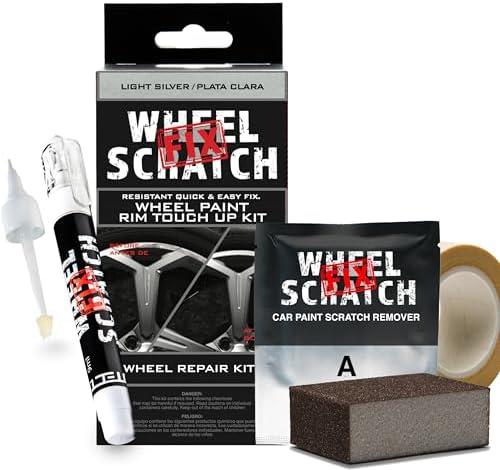 Wheel Scratch Fix Silver Rim Touch Up Paint Kit, Car Wheel Scratch Repair Kit, Wheel Touch Up Paint Pen, curb rim repair kit, curb rash repair Kit, Universal Rim Alloy Wheel Paint Color Black, Silver, Gray (Light Silver)