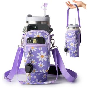 Water Bottle Carrier Bag,Water Bottle Holder with Straps Phone Pockets Fits Stanley Owala 16/24/32/40oz