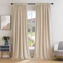 MIULEE Beige Velvet Curtains Thermal Insulated Blackout Curtain Drapes for Bedroom Living Room Darkening 84 Inches Long Curtains Panels Rod Pocket Set of 2