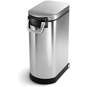 simplehuman 35 Liter, 40 lb / 18.1 kg X-Large Pet Food Storage Container for Dog Food, Cat Food, and Bird Feed, Brushed Stainless Steel
