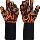 Comsmart BBQ Gloves, 1472 Degree F Heat Resistant Grilling Gloves Silicone Non-Slip Oven Gloves Long Kitchen Gloves for Barbecue, Cooking, Baking, Cutting (Orange)