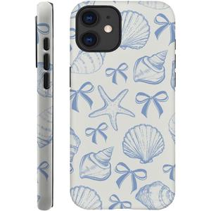 DAIZAG Case Compatible with iPhone 11,Fit Shockproof Cover for Women Girls,Blue Seashell Bow