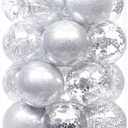 Sea Team Shatterproof Clear Plastic Christmas Ball Ornaments Decorative Xmas Balls Baubles Set with Stuffed Delicate Decorations (60mm/2.36 inch 30-Pack, Silver)