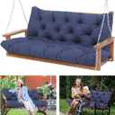 Durable Extra 5" Thick Waterproof Porch Swing Cushions Outdoor 60 inch Swing Cushions 3 Seater Replacement Fade-Resistant with Backrest and Ties, for Outdoor Patio Long Bench Furniture(Navy Blue)