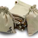 Drawstring Burlap Gift Bags Empty Sachet Bags for Lavender, Soft Breathable Washable Pouches, Storage Bags for Organizing. (Beige-50, 4.72 * 5.91 inch)