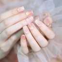 8 x Semi Cured Gel Nail Strips|Works with Any UV/LED Lamps|20 Pcs Gel Nail Stickers|Long-Lasting Two Weeks and Easy to Apply & Remove|Pink Glitter